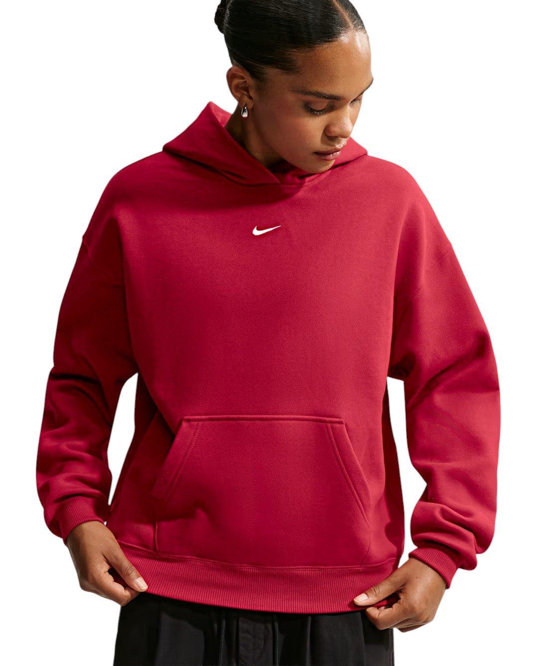 Nike Women's Studio Fleece Medium Weight Oversized Pullover Hoodie - Red - RED